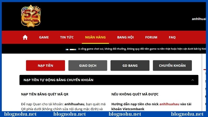 Giao dịch chơi nổ hũ 52labai cực kỳ dễ dàng